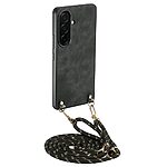 Πλάτη από Συνθετικό Δέρμα (PU) με TPU για Samsung Galaxy A57 5G από OEM σε Μαύρο χρώμα με ρυθμιζόμενο λουράκι 120cm για hands-free μεταφορά.