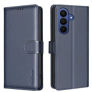Flip Πορτοφόλι από Συνθετικό Δέρμα (PU) με TPU για Samsung Galaxy A57 5G από BINFEN COLOR BF32 σε Μπλε χρώμα με RFID προστασία και Stand.