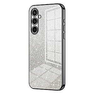 Πλάτη TPU για Samsung Galaxy A57 5G από OEM με gradient glitter σχέδιο και ηλεκτρολυτικό φινίρισμα σε Μαύρο χρώμα.