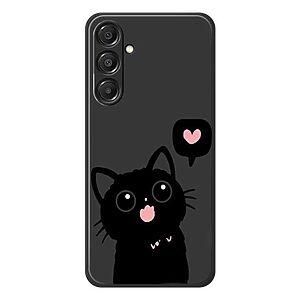 Πλάτη TPU για Samsung Galaxy A57 5G από OEM με μοτίβο γάτας σε μαύρο χρώμα, αντιολισθητική επιφάνεια και ανυψωμένη προστασία κάμερας.