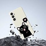 Πλάτη TPU για Samsung Galaxy A57 5G από OEM σε Μωβ χρώμα με μοτίβο γάτας, ίσιες άκρες και ανυψωμένα χείλη προστασίας κάμερας.