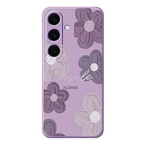 Πλάτη TPU για Samsung Galaxy A57 5G από OEM με μοναδικό μωβ floral μοτίβο, ίσιες άκρες, ανυψωμένο πλαίσιο κάμερας και αντιολισθητικό φινίρισμα.