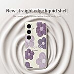 Πλάτη TPU για Samsung Galaxy A57 5G από OEM με μοτίβο μωβ λουλουδιών σε μπεζ χρώμα. Ίσιες άκρες, ανυψωμένο πλαίσιο κάμερας και αντιολισθητικό φινίρισμα.