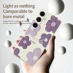 Πλάτη TPU για Samsung Galaxy A57 5G από OEM με μοτίβο μωβ λουλουδιών σε μπεζ χρώμα. Ίσιες άκρες, ανυψωμένο πλαίσιο κάμερας και αντιολισθητικό φινίρισμα.