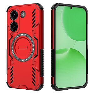 Σκληρή Πλάτη PC+TPU για Xiaomi POCO X8 Pro 5G από OEM σε Κόκκινο χρώμα με μαγνητικό δακτύλιο και hollow σχεδιασμό για αερισμό.