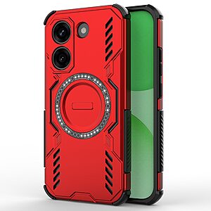 Σκληρή Πλάτη PC+TPU για Xiaomi POCO X8 Pro 5G από OEM σε Κόκκινο χρώμα με μαγνητικό δακτύλιο και hollow σχεδιασμό για αερισμό.