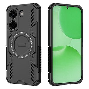 Σκληρή Πλάτη PC+TPU για το Xiaomi POCO X8 Pro 5G από OEM σε Μαύρο χρώμα με κοίλη δομή αερισμού και μαγνητικό δακτύλιο.