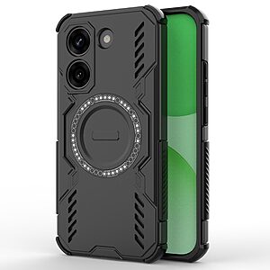 Σκληρή Πλάτη PC+TPU για το Xiaomi POCO X8 Pro 5G από OEM σε Μαύρο χρώμα με κοίλη δομή αερισμού και μαγνητικό δακτύλιο.