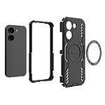 Σκληρή Πλάτη PC+TPU για το Xiaomi POCO X8 Pro 5G από OEM σε Μαύρο χρώμα με κοίλη δομή αερισμού και μαγνητικό δακτύλιο.