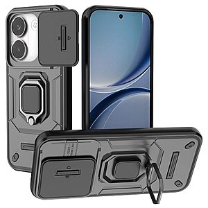 Σκληρή Πλάτη PC+TPU για Xiaomi POCO X8 Pro 5G από OEM σε Μαύρο χρώμα με περιστρεφόμενο Stand και προστασία φακού κάμερας.