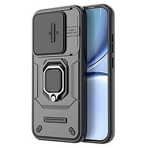 Σκληρή Πλάτη PC+TPU για Xiaomi POCO X8 Pro 5G από OEM σε Μαύρο χρώμα με περιστρεφόμενο Stand και προστασία φακού κάμερας.