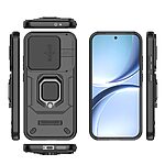 Σκληρή Πλάτη PC+TPU για Xiaomi POCO X8 Pro 5G από OEM σε Μαύρο χρώμα με περιστρεφόμενο Stand και προστασία φακού κάμερας.