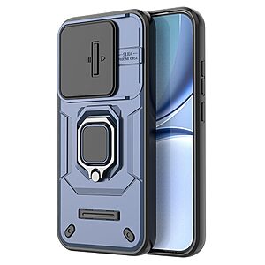 Σκληρή Πλάτη PC+TPU για το Xiaomi POCO X8 Pro 5G σε Μπλε χρώμα με περιστρεφόμενο Stand και προστατευτικό κάλυμμα φακού κάμερας.