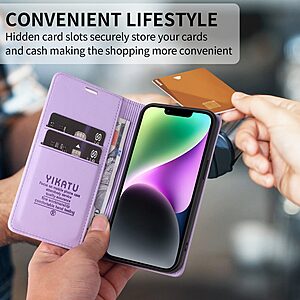 Flip Πορτοφόλι από Συνθετικό Δέρμα (PU) με TPU για Xiaomi POCO X8 Pro 5G από YIKATU YK-001 σε Μωβ Ανοιχτό χρώμα με Wallet και Stand.
