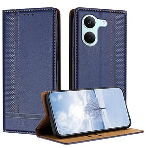 Flip Θήκη από Συνθετικό Δέρμα (PU) με TPU για Xiaomi POCO X8 Pro 5G σε Μπλε χρώμα με θήκη κάρτας και ενσωματωμένη βάση στήριξης.
