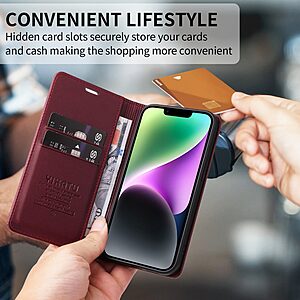 Flip Πορτοφόλι από Συνθετικό Δέρμα (PU) για Xiaomi POCO X8 Pro 5G από YIKATU YK-001 σε Βαθύ Κόκκινο με θήκες καρτών και Stand.