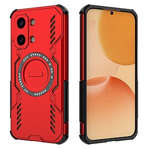 Σκληρή Πλάτη PC+TPU για Xiaomi POCO X8 Pro Max 5G από OEM σε Κόκκινο χρώμα με μαγνητικό δακτύλιο και hollow σχεδιασμό για καλύτερη απαγωγή θερμότητας.