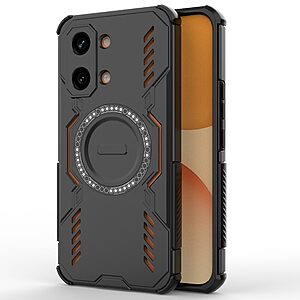 Σκληρή Πλάτη PC+TPU για το Xiaomi POCO X8 Pro Max 5G από OEM σε Μαύρο χρώμα με κοίλη δομή αερισμού και μαγνητικό δακτύλιο.