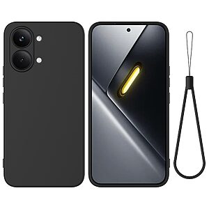 Πλάτη Σιλικόνης για Xiaomi POCO X8 Pro Max 5G από OEM σε Μαύρο χρώμα με λουράκι καρπού για ασφαλή μεταφορά.