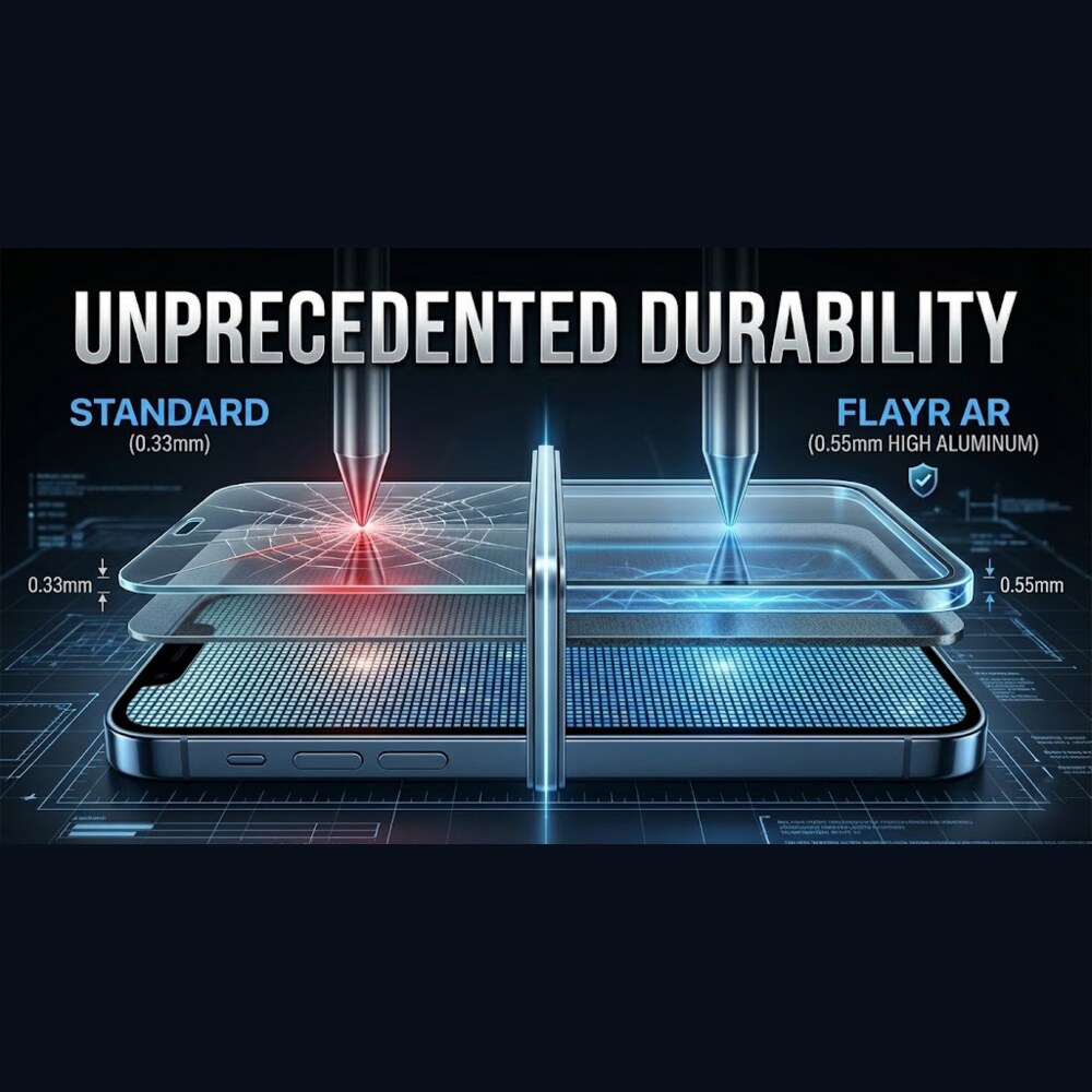 Flayr AR tempered glass 0.55mm High Aluminum — ανώτερη αντοχή έναντι κοινού 0.33mm