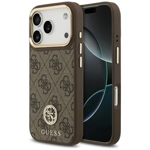 Guess - 4G Big Logo Strass with stripes MagSafe case for iPhone 17 Pro - Brown - Θήκη Προστασίας για iPhone 17 Pro σε Καφε Χρώμα