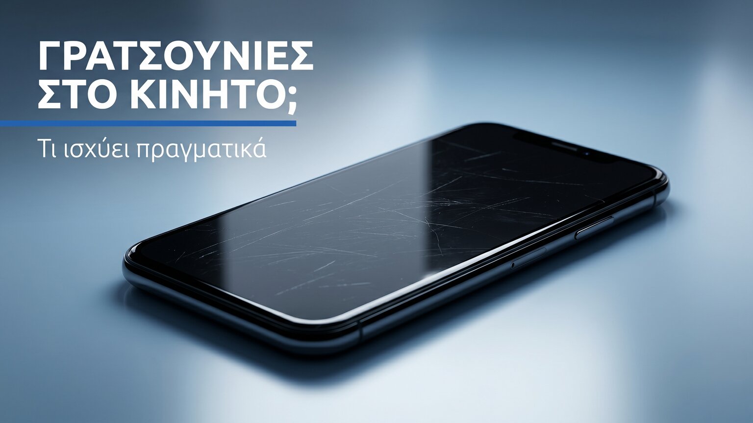 Γρατσουνιές στο κινητό: οθόνη smartphone με λεπτές χαρακιές