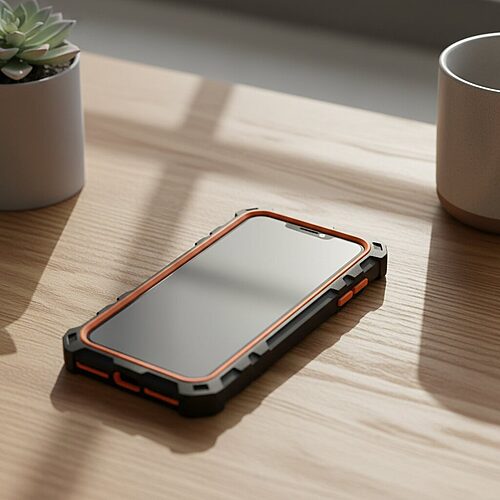 Κινητό προστατευμένο με θήκη και tempered glass