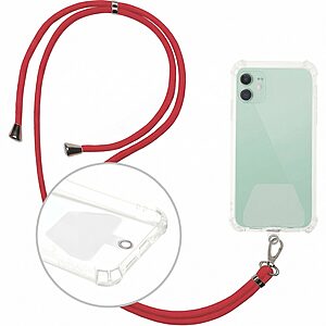 Θήκες κινητών Αξεσουάρ Alcatel 1s(2021) 41 Lanyard λουράκι λαιμού κινητού Κόκκινο - universal με μεταλλικούς γάντζους