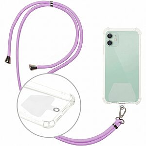 Θήκες κινητών Αξεσουάρ Alcatel 1s(2021) 45 Lanyard λουράκι λαιμού κινητού Μωβ - universal με μεταλλικούς γάντζους