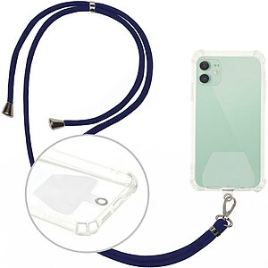 Θήκες κινητών Αξεσουάρ Alcatel 1s(2021) 51 Lanyard λουράκι λαιμού κινητού Σκούρο Μπλε - universal με μεταλλικούς γάντζους