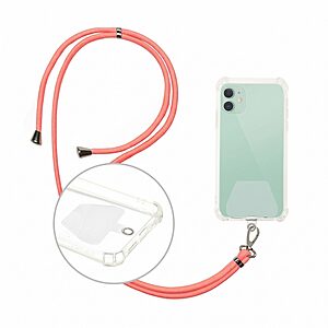 Θήκες κινητών Αξεσουάρ Alcatel 1s(2021) 53 Lanyard λουράκι λαιμού κινητού Σομόν - universal με μεταλλικούς γάντζους