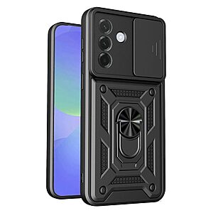 ΘΗΚΕΣ ΚΙΝΗΤΩΝ SAMSUNG ΑΞΕΣΟΥΑΡ 29 Σκληρή Πλάτη PC+TPU για Samsung Galaxy A27 5G (OEM) σε Μαύρο με περιστρεφόμενο Stand — στρατιωτική αντοχή σε πτώσεις & προστασία κάμερας με κινητή ασπίδα.