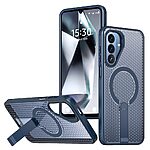 Σκληρή Πλάτη PC+TPU για Samsung Galaxy A27 5G (OEM) σε Μπλε με ενσωματωμένο Stand — grid texture σχεδιασμός, μαγνητικός δακτύλιος & ενισχυμένη προστασία από πτώσεις.