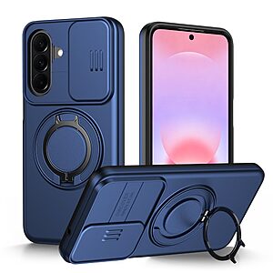 Σκληρή Πλάτη PC+TPU για Samsung Galaxy A27 5G (OEM) σε Μπλε με Kickstand — συρόμενο κάλυμμα κάμερας & μαγνητικό δαχτυλίδι 360° για hands-free χρήση.
