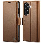 Flip Πορτοφόλι από Συνθετικό Δέρμα (PU) για Samsung Galaxy A27 5G (CASEME 023) σε Καφέ — RFID προστασία, 3 θήκες καρτών & βάση στήριξης για hands-free χρήση.