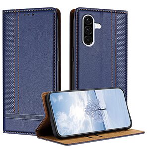 Flip Θήκη από Συνθετικό Δέρμα (PU) για Samsung Galaxy A27 5G (OEM) σε Μπλε — θήκη κάρτας & αναδιπλούμενη βάση stand για hands-free χρήση.