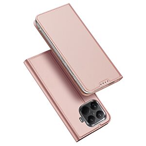 ΘΗΚΕΣ ΚΙΝΗΤΩΝ ΑΞΕΣΟΥΑΡ XIAOMI Mi A1 19 Flip Πορτοφόλι από Συνθετικό Δέρμα (PU) για Xiaomi 17T 5G (DUX DUCIS Skin Pro Series) σε Ροζ — θήκη καρτών & ρυθμιζόμενη βάση για hands-free προβολή.