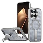 Σκληρή Πλάτη PC+TPU για Xiaomi 17T 5G (OEM) σε Γκρι Σκούρο με ενσωματωμένο Stand — grid texture σχεδιασμός, μαγνητική συμβατότητα & ενισχυμένη προστασία από πτώσεις.