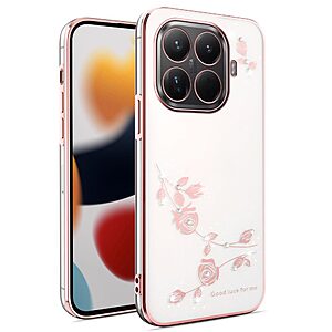 ΘΗΚΕΣ ΚΙΝΗΤΩΝ ΑΞΕΣΟΥΑΡ XIAOMI Mi A1 33 Πλάτη TPU για Xiaomi 17T 5G (KADEM) σε Ροζ Χρυσό με κρύσταλλα & αιώνια λουλούδια — πολυτελής εμφάνιση & προστασία από πτώσεις έως 12ft με ανασηκωμένα χείλη.