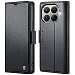 Flip Πορτοφόλι από Συνθετικό Δέρμα (PU) για Xiaomi 17T Pro 5G (CASEME 023) σε Μαύρο — RFID προστασία, 3 θήκες καρτών & ενσωματωμένη βάση στήριξης για καθημερινή χρήση.