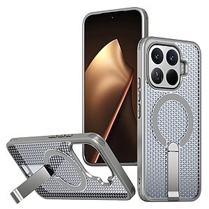 ΘΗΚΕΣ ΚΙΝΗΤΩΝ ΑΞΕΣΟΥΑΡ XIAOMI Mi A1 17 Σκληρή Πλάτη PC+TPU για Xiaomi 17T Pro 5G (OEM) σε Γκρι Σκούρο με ενσωματωμένο Stand — grid texture σχεδιασμός, μαγνητική συμβατότητα & ολοκληρωμένη προστασία από πτώσεις.
