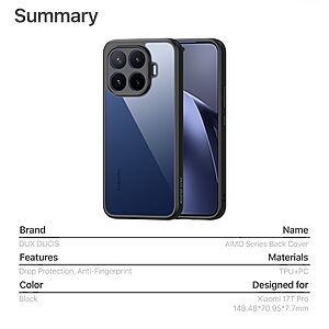 ΘΗΚΕΣ ΚΙΝΗΤΩΝ ΑΞΕΣΟΥΑΡ XIAOMI Mi 5X 18 Θήκη Xiaomi 17T Pro 5G - DUX DUCIS Aimo Series - Σκληρή Πλάτη PC+TPU - Μαύρο — εικόνα 2