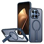 Σκληρή Πλάτη PC+TPU για Xiaomi 17T Pro 5G (OEM) σε Μπλε με ενσωματωμένο Stand — grid texture σχεδιασμός, ενισχυμένο TPU πλαίσιο & βάση στήριξης για hands-free χρήση.