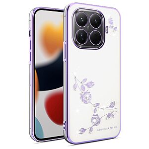 ΘΗΚΕΣ ΚΙΝΗΤΩΝ ΑΞΕΣΟΥΑΡ XIAOMI Mi 5X 27 Πλάτη TPU για Xiaomi 17T Pro 5G (KADEM) σε Μωβ με κρύσταλλα ρινόστονς & αιώνια λουλούδια — πολυτελής εμφάνιση & ενισχυμένη προστασία από πτώσεις έως 12 πόδια.