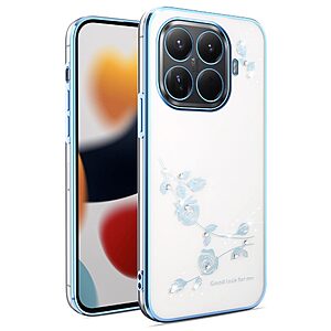 ΘΗΚΕΣ ΚΙΝΗΤΩΝ ΑΞΕΣΟΥΑΡ XIAOMI Mi 5X 25 Πλάτη TPU για Xiaomi 17T Pro 5G (KADEM) σε Μπλε με rhinestones & λουλούδια — ηλεκτρολυτικές άκρες & ανασηκωμένα χείλη για προστασία από πτώσεις έως 12ft.