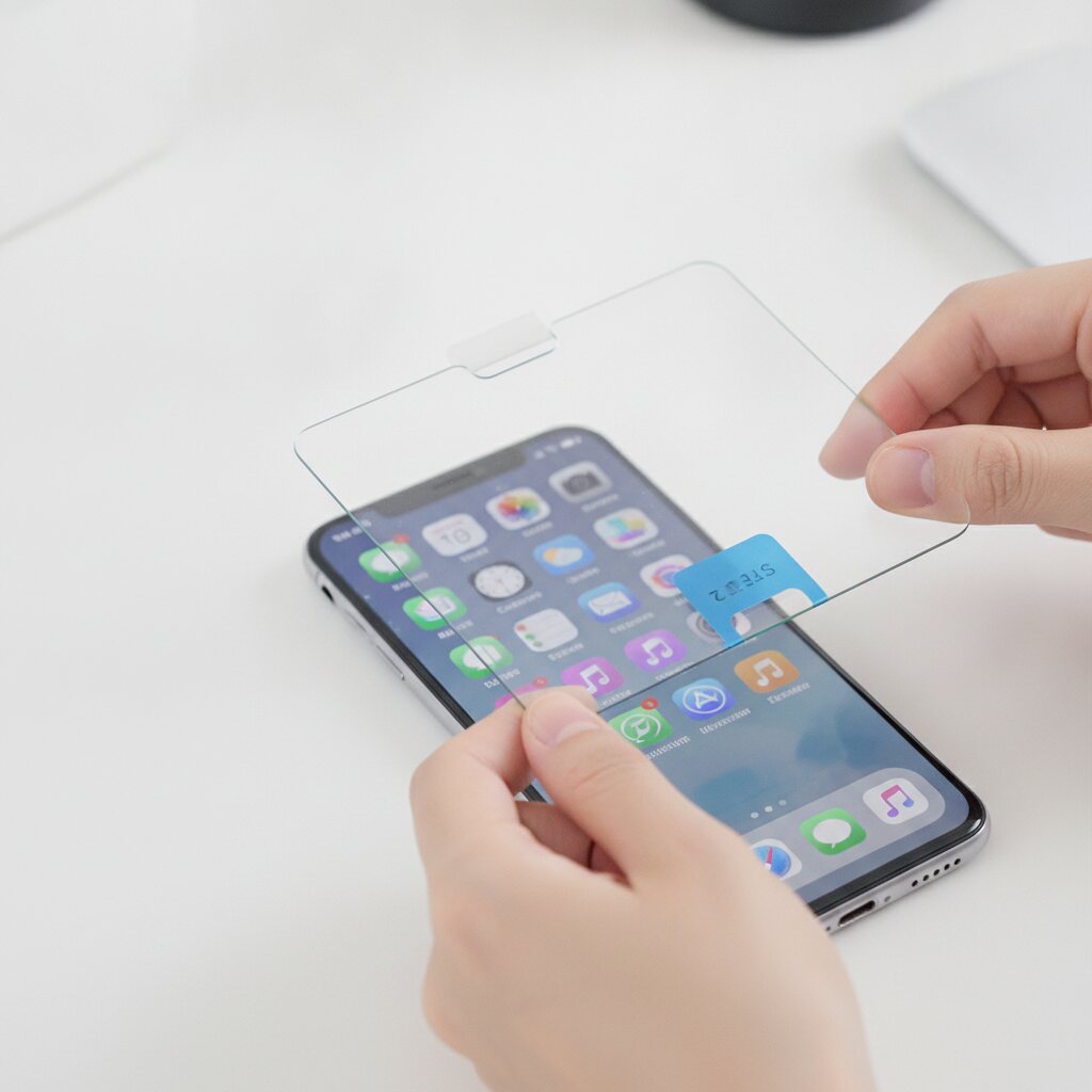 Τοποθέτηση tempered glass σε 4 απλά βήματα 3 Ευθυγράμμιση tempered glass πάνω στην οθόνη του κινητού με τη μέθοδο του σελοτέιπ