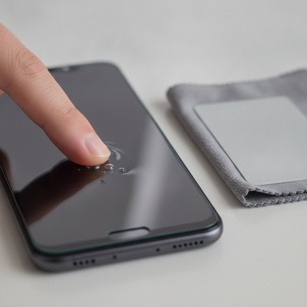 Τοποθέτηση tempered glass σε 4 απλά βήματα 4 Πίεση από το κέντρο προς τις άκρες για να φύγουν οι φυσαλίδες από το tempered glass