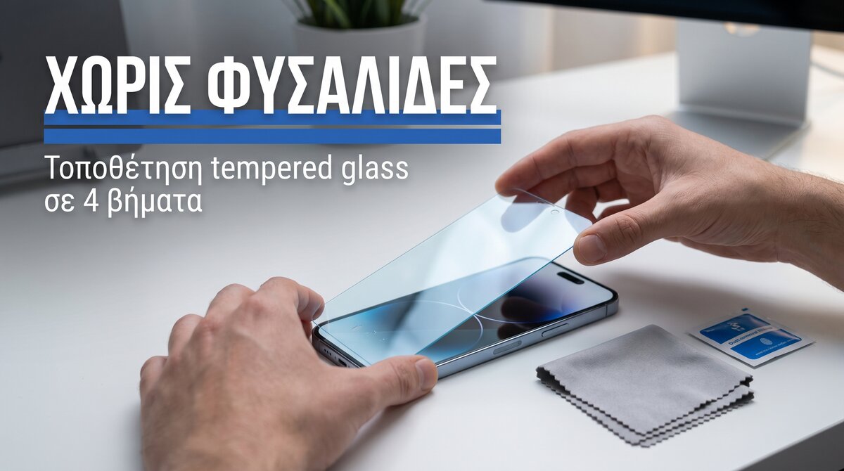 Τοποθέτηση tempered glass σε 4 απλά βήματα — οδηγός χωρίς φυσαλίδες