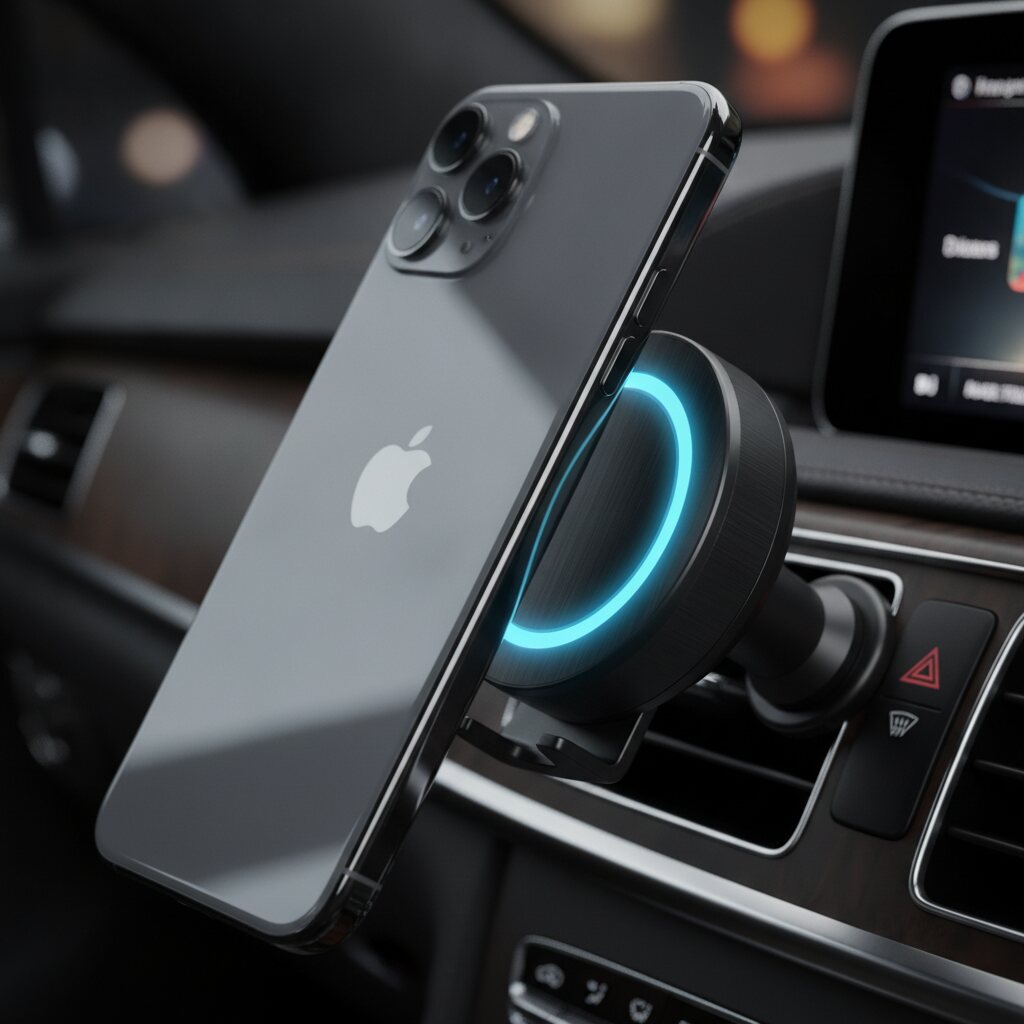 Ασύρματη βάση κινητού αυτοκινήτου MagSafe με φόρτιση 15W τη στιγμή του μαγνητικού κουμπώματος
