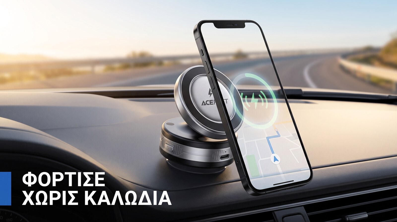 Μαγνητική βάση αυτοκινήτου Acefast E29 με ασύρματη φόρτιση — Φόρτισε χωρίς καλώδια